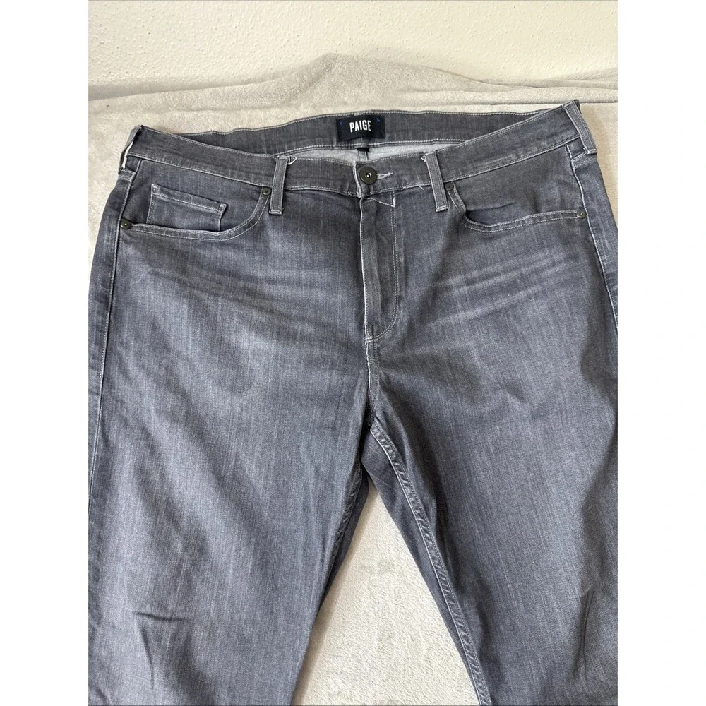 PAIGE Federal 32 Mens Gray Straight Leg Jeans 38x32 Stretch Designer Denim